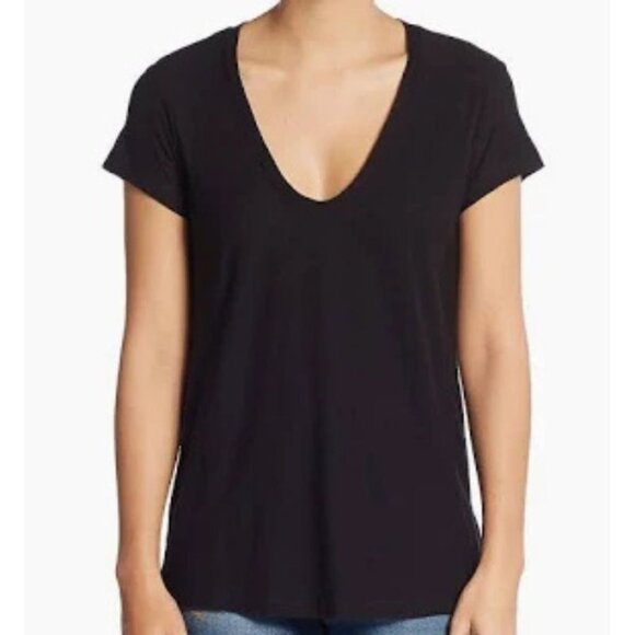 James Perse Deep Scoop Neck T-Shirt - Picture 1 of 9